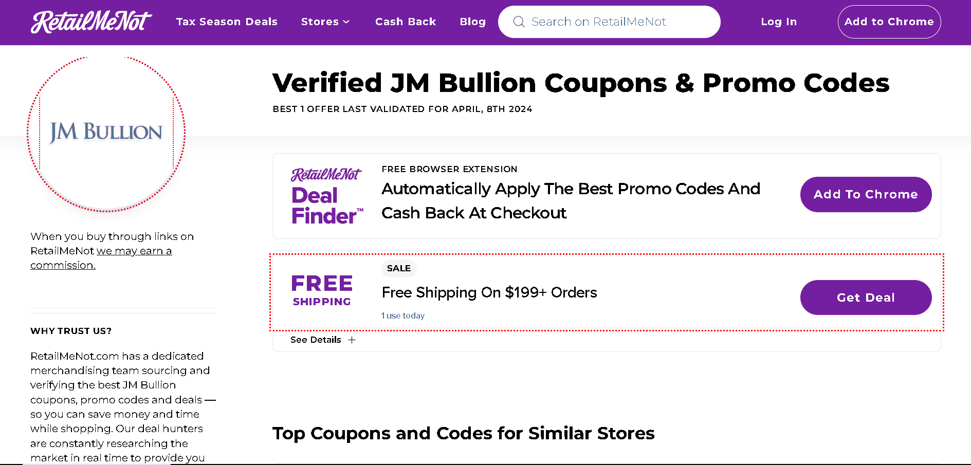JM Bullion fake coupon code example 3
